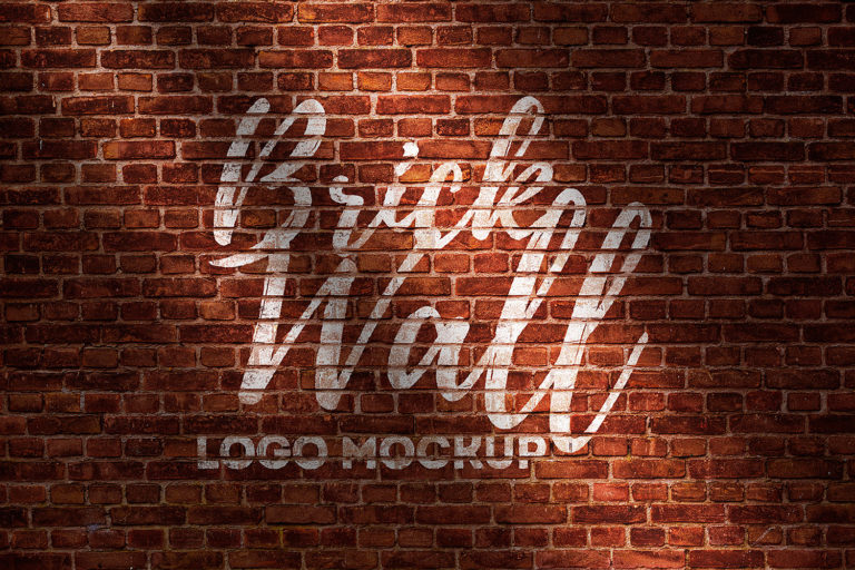 Download Brick Wall Logo Free Mockup | Mockup World HQ