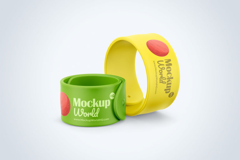 Download Two Rubber Slap Bracelets Free Mockup | Mockup World HQ