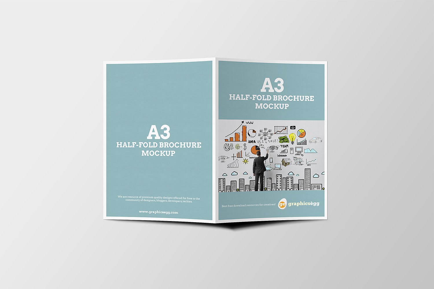 Download A3 Half-fold Brochure Mockup Free | Mockup World HQ