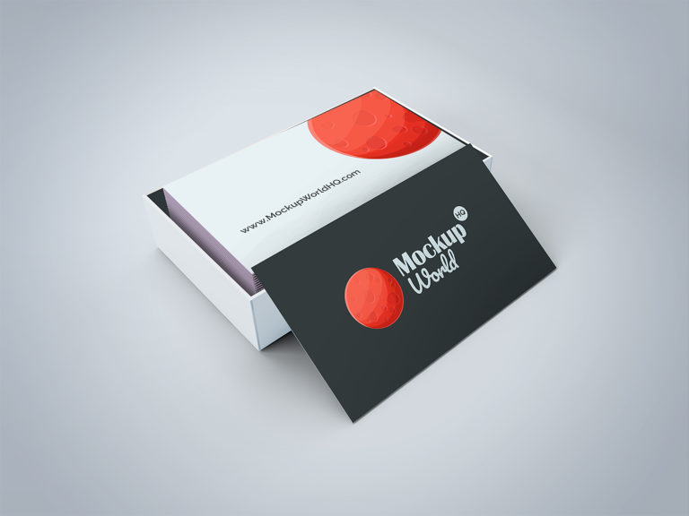 Download Business-Card-Free-Mockup-in-a-Cardboard-Box | Mockup World HQ