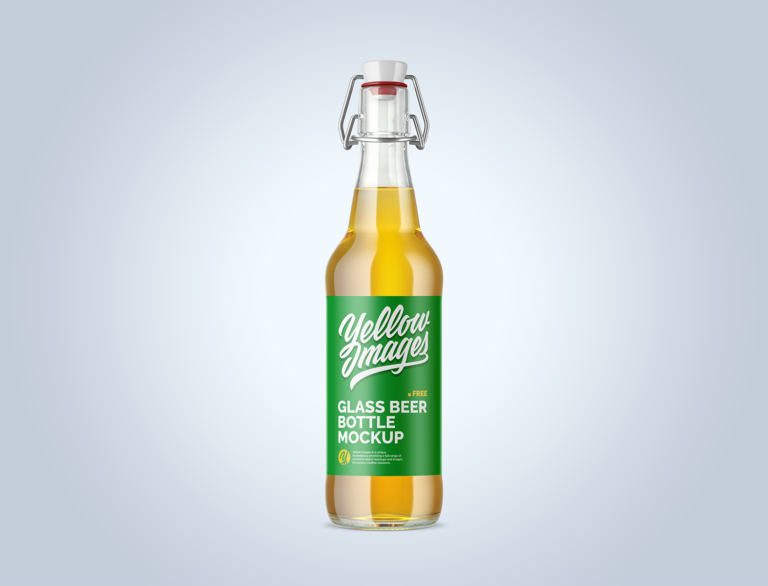 Clear Glass Beugel Beer Bottle Mockup | Mockup World HQ