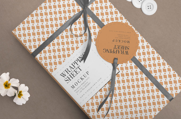 Download Free Attractive Wrapping Paper Mockup | Mockup World HQ