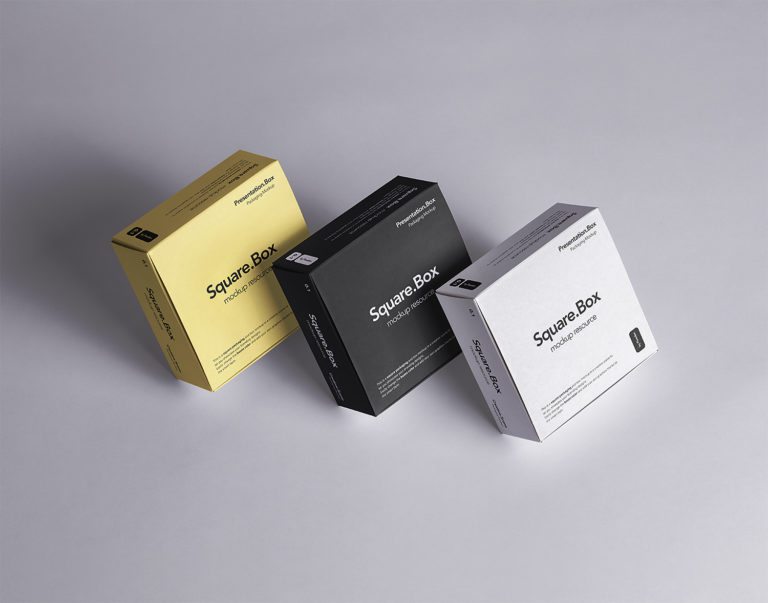 Three Square Boxes Packaging Mockup | Mockup World HQ