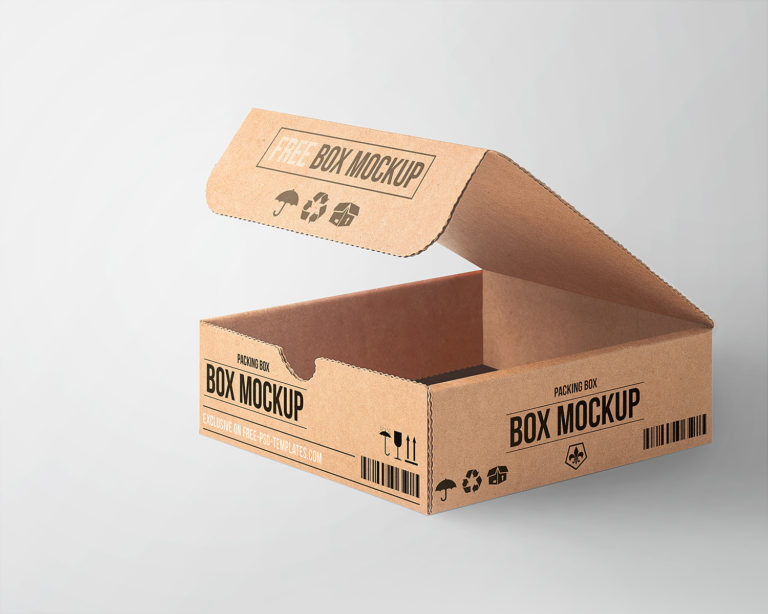 Download Free Cardboard Box Mockup | Mockup World HQ