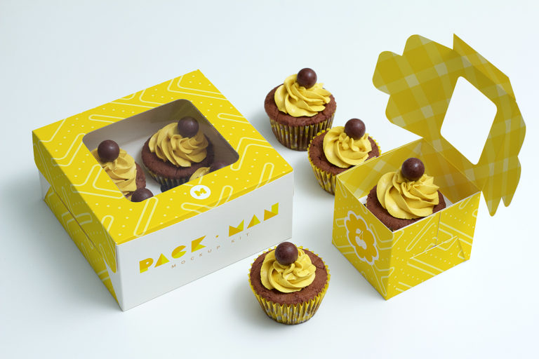 Download Free Cupcake Boxes Mockup | Mockup World HQ