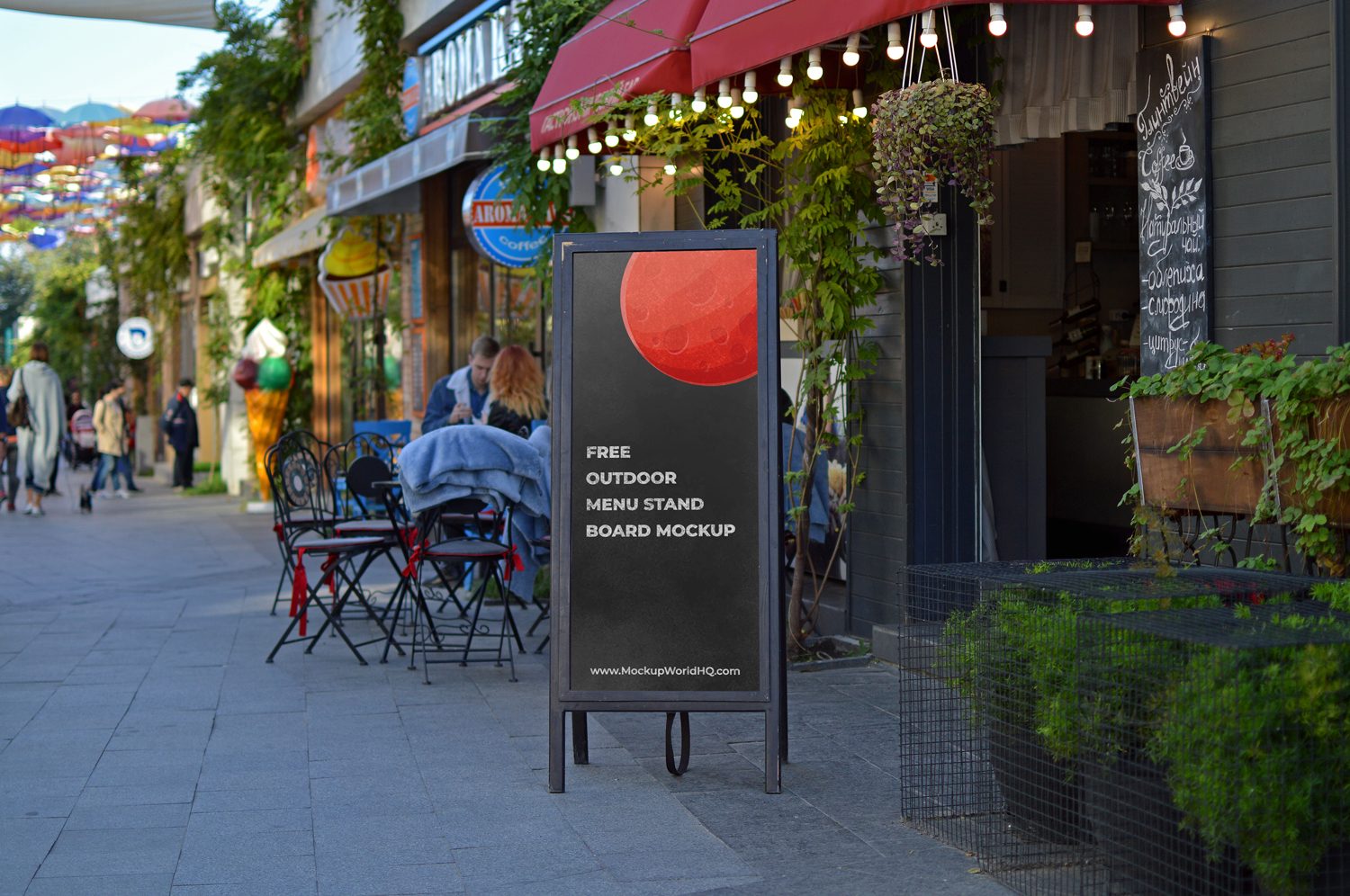 Download Free Outdoor Restaurant Menu Stand Board Mockup | Mockup World HQ