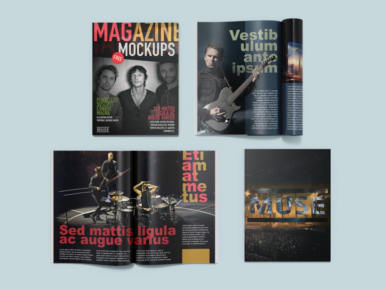 Download Free Magazine Mockup Set | Mockup World HQ