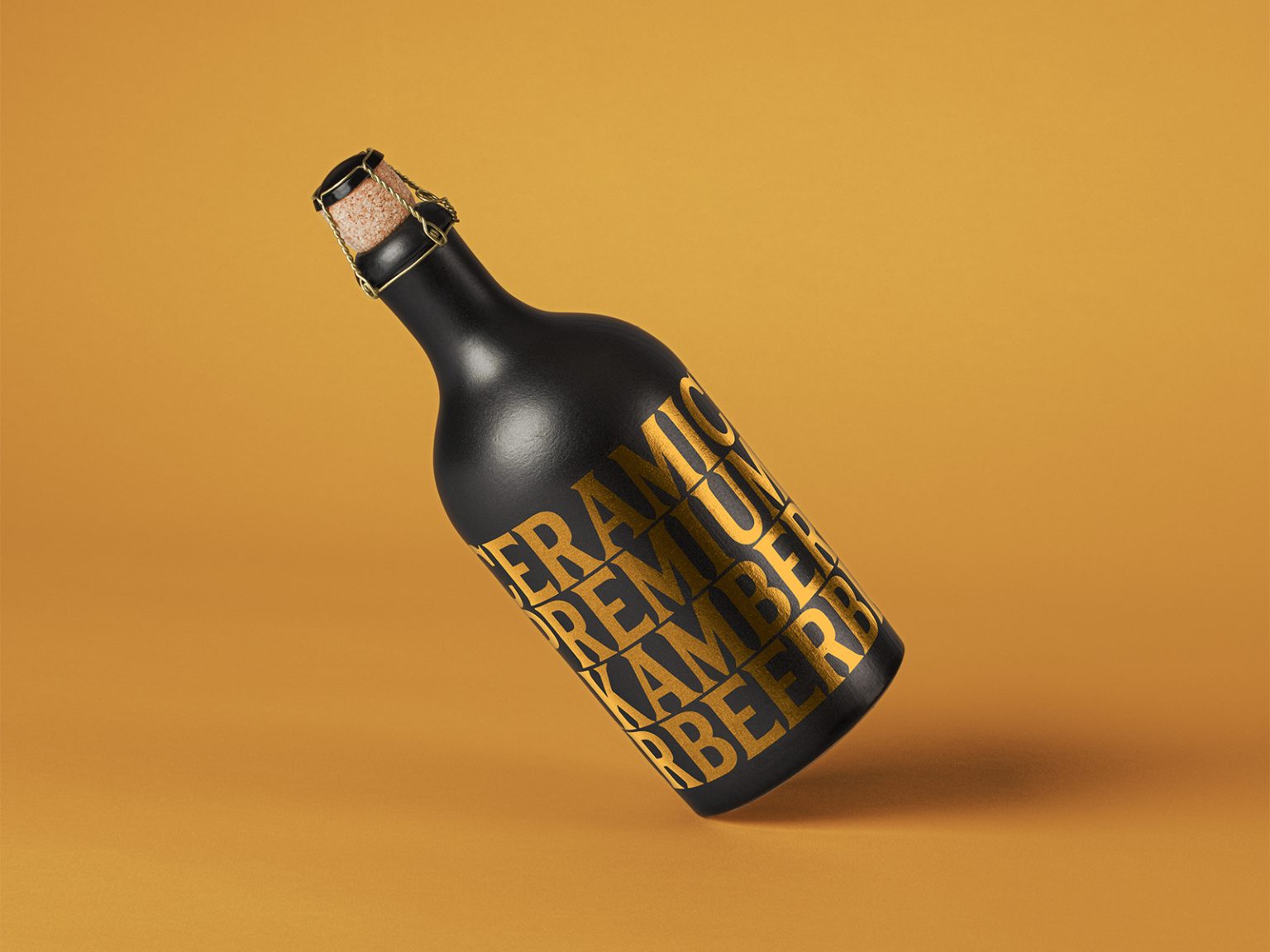 Free Dark Ceramic Bottle PSD Mockup | Mockup World HQ