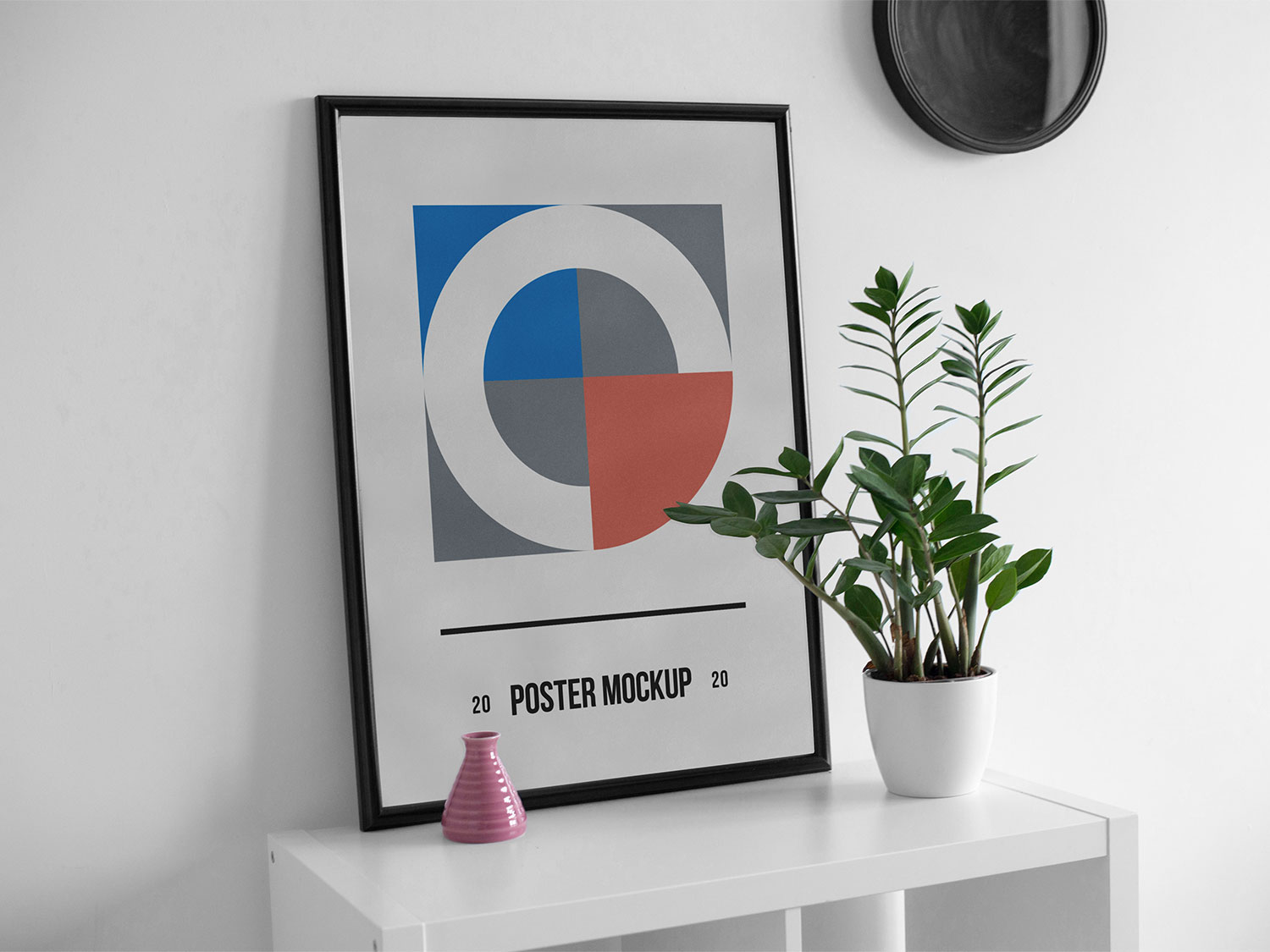Poster Mockup on Table in Minimalist Interior (PSD)